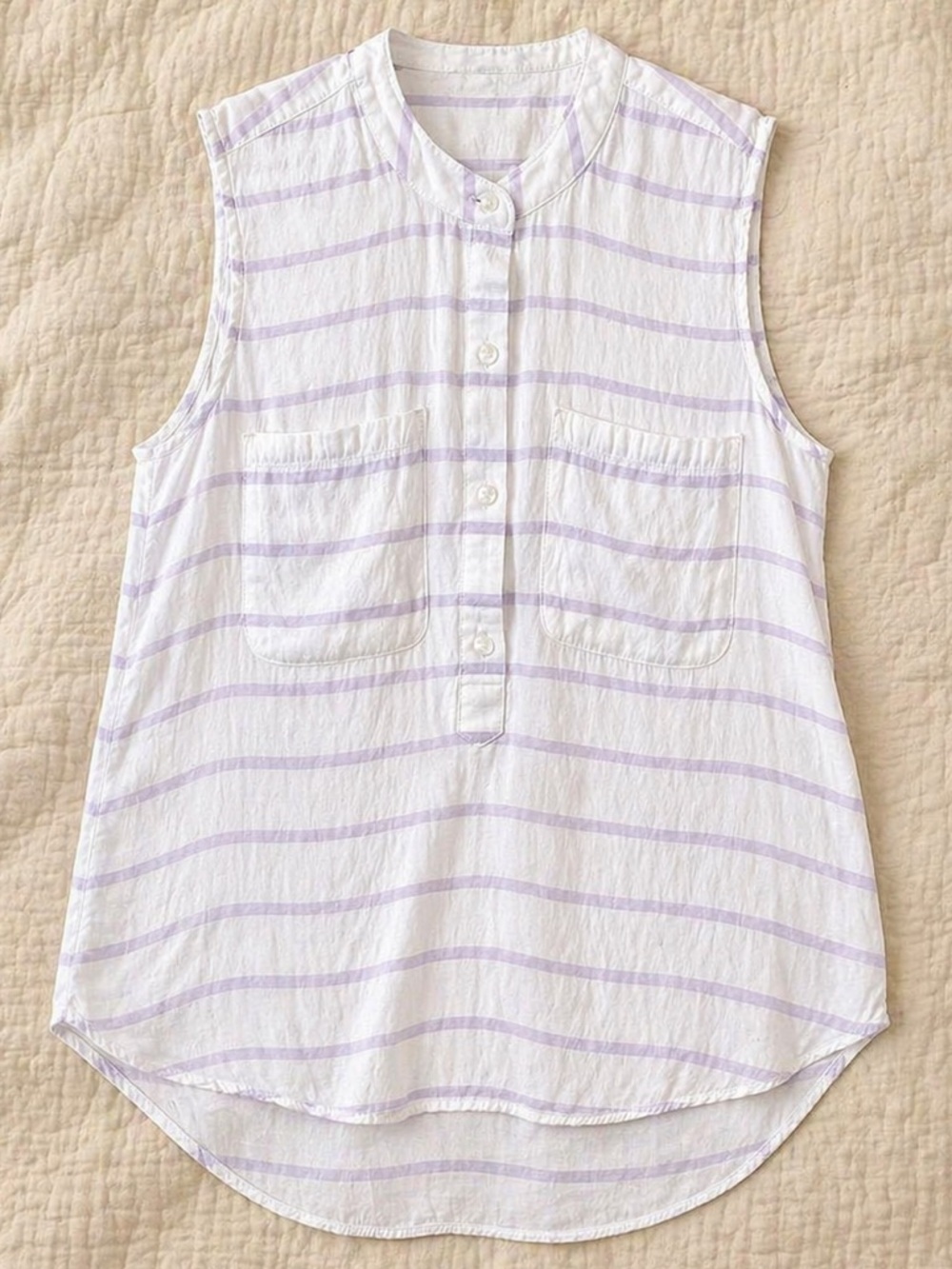 Carve Designs Striped Sleeveless Henley Blouse Size S Coastal Lightweight